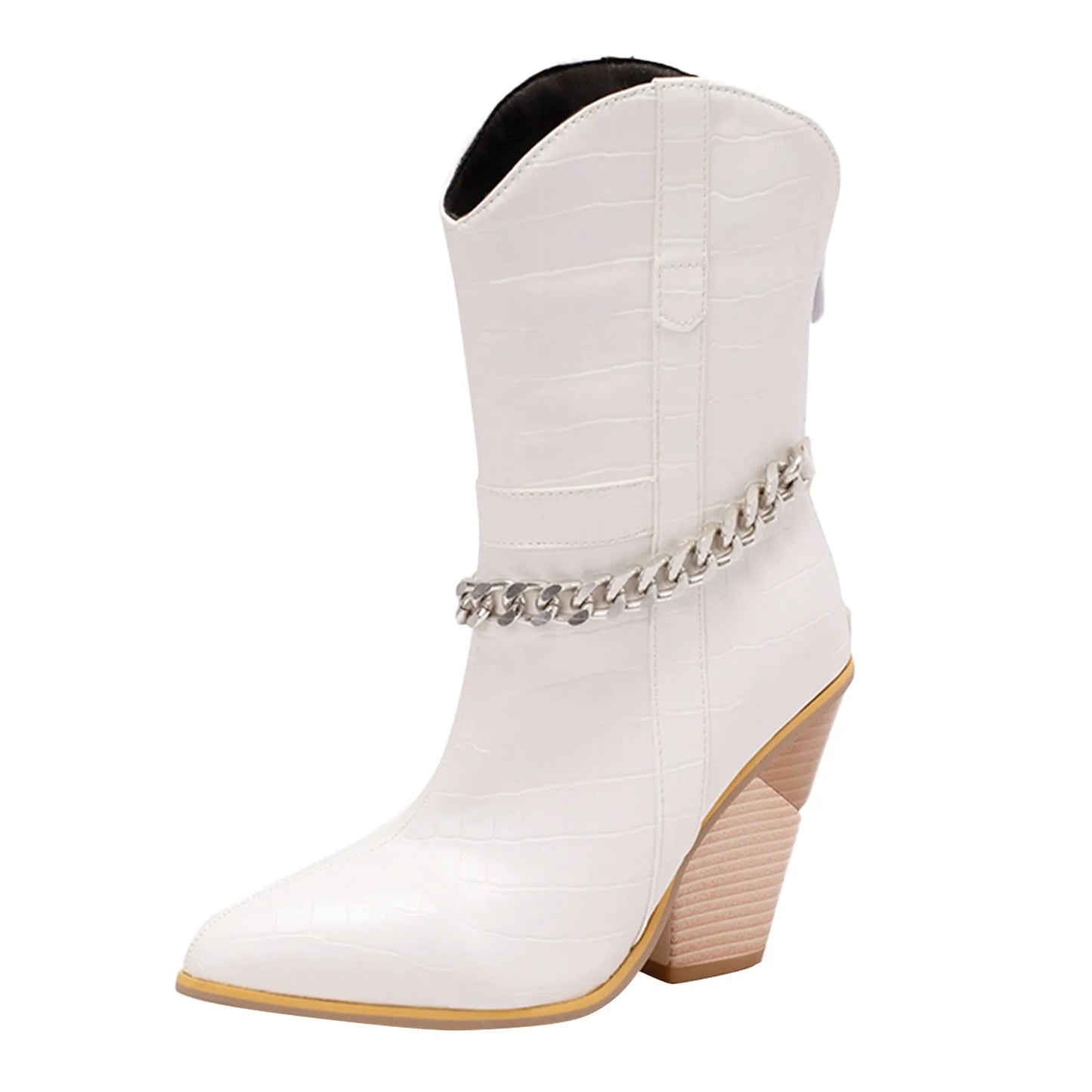 Funky Chunky Chain Mid Calf Cowgirl Boots